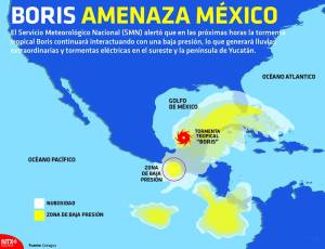 Boris amenaza el sureste de México.