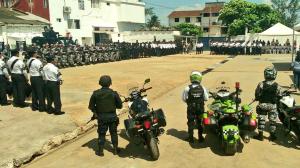 Elementos de SSP, en el evento Cambio de Mando de la Coordinación General de la Policía Naval.