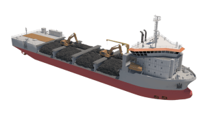 Este es el diseño original de la embarcación; trabaja con roca submarina.