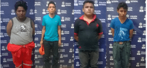 Durante un operativo Coordinado en Bares y Cantinas de la ciudad, realizado en el marco del Blindaje Coatzacoalcos por Policías Estatal y Naval, se logró la detención de Alexis Castillo Hernández (18), Oscar Daniel Bravo Chontal (25),  German Palomec Segura (24) y Alexander Gamboa Gómez (25), quienes portaban entre sus ropas sustancias prohibidas, asegurando un vehículo de transporte público en la modalidad de taxi.