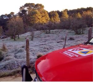 Se registra fuerte helada esta mañana en Huayacocotla. 