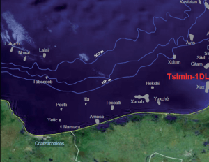 Pozos petroleros en Golfo de México, de acuerdo a infografía de PEMEX PEP en “Perspectivas de la Exploración y Producción de Hidrocarburos en México”.