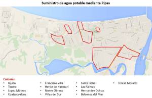 Estos son los sectores que hoy viernes contarán con agua mediante pipas, según el tandeo oficial de CMAS.