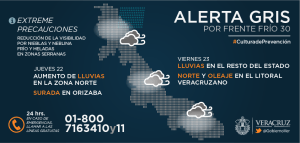 Nuevo frente frío este viernes.