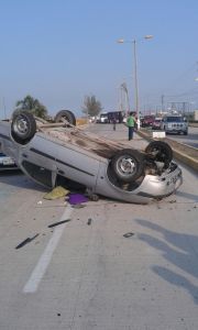 Otra de las volcaduras por Las Dunas.