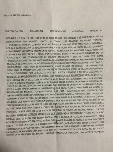 La carta que enviaron al gobernador Javier Duarte. 