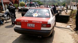 Este fue la unidad del taxi acribillada.