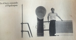 Ernesto "Che" Guevara en un ferry en Veracruz; el libro dice que está en el Papaloapan pero el maestro Secundino Diego asegura que es el transbordador de Coatzacoalcos y Allende.