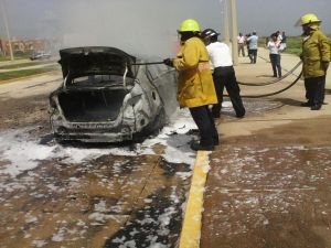 Los bomberos sofocaron el incendio pero el carro quedó completamente destruido.