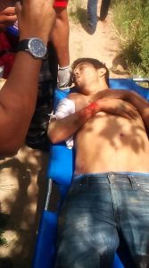 Uno de los delincuentes heridos de gravedad.