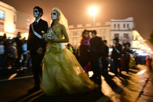 La muerte Catrina representada por estudiantes del COBAEV.