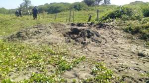 Fosa clandestina en playas de Pajapan.