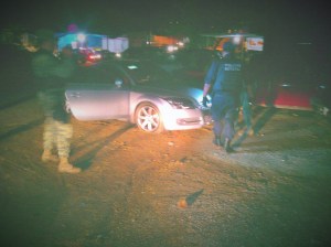 En el operativo de aseguramiento de droga, en el carro.