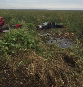 La camioneta se proyectó hacia adentro del pantano.