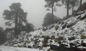 El Cofre de Perote y el Pico de Orizaba, cubiertos de nieve.