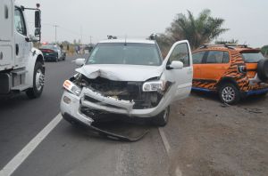La camioneta quedó impactada.
