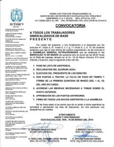 Otra vez nos le pagó, citan a una asamblea.