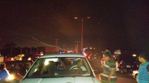 Caos vial debido al bloqueo.