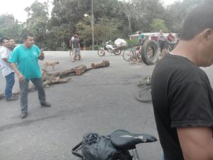 Con piedras y palos, bloquean carretera.