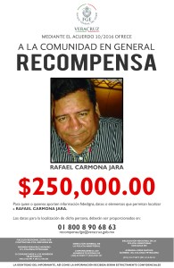Recompensa hasta de 250 mil pesos.