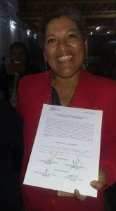 Rocío Pérez, de MORENA, por fin recibe constancia de mayoría.